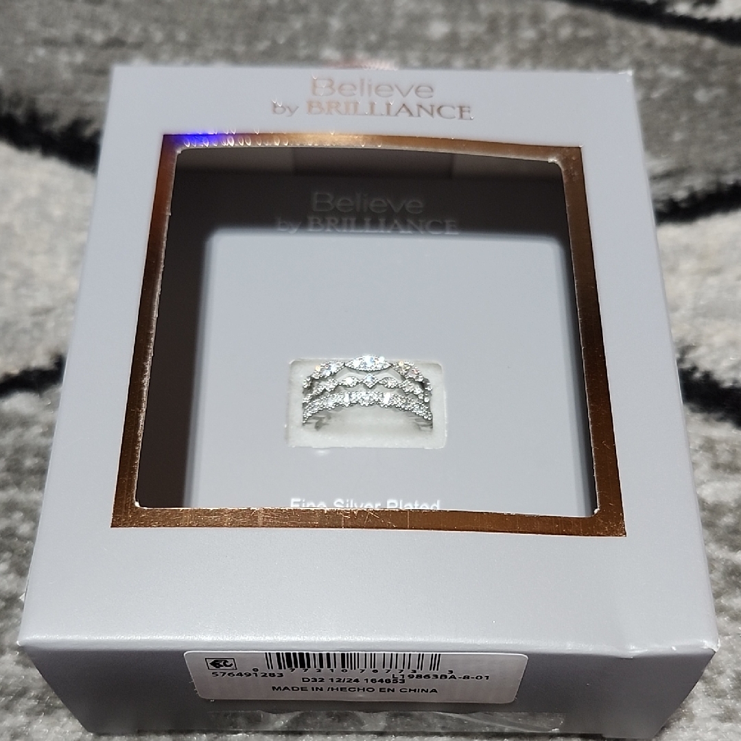 Believe By Brilliance Three Piece Trio Band Ring Set Cubic Zirconia Silverplated